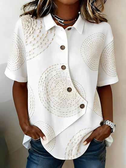 Blusa Mujer de Perlas Botones Asimétrica