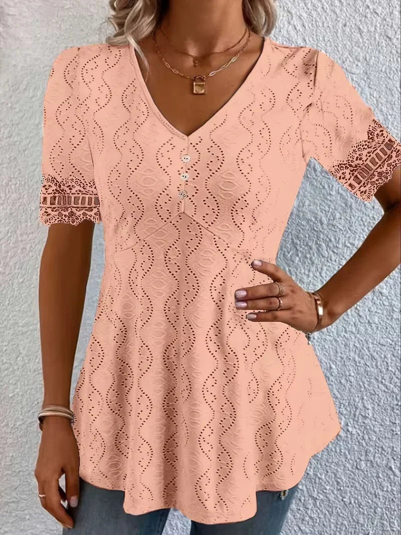 Blusa Mujer Calada Cuello en V