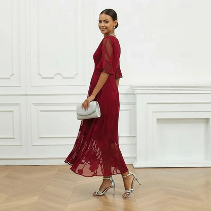 Vestido Mujer de Tela Ligera Diseño Floral Ajustado