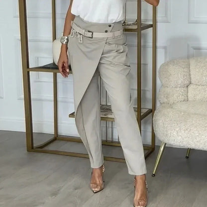 Pantalón Mujer con Diseño Asimétrico y Cinturón Ajustable