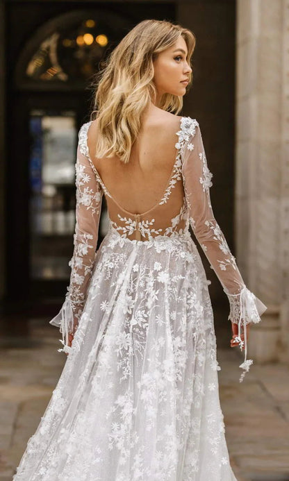 Vestido largo mujer de encaje corte a maxi