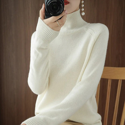 Jersey Mujer de Punto Suave Cuello Alto Elegante - Mavetta
