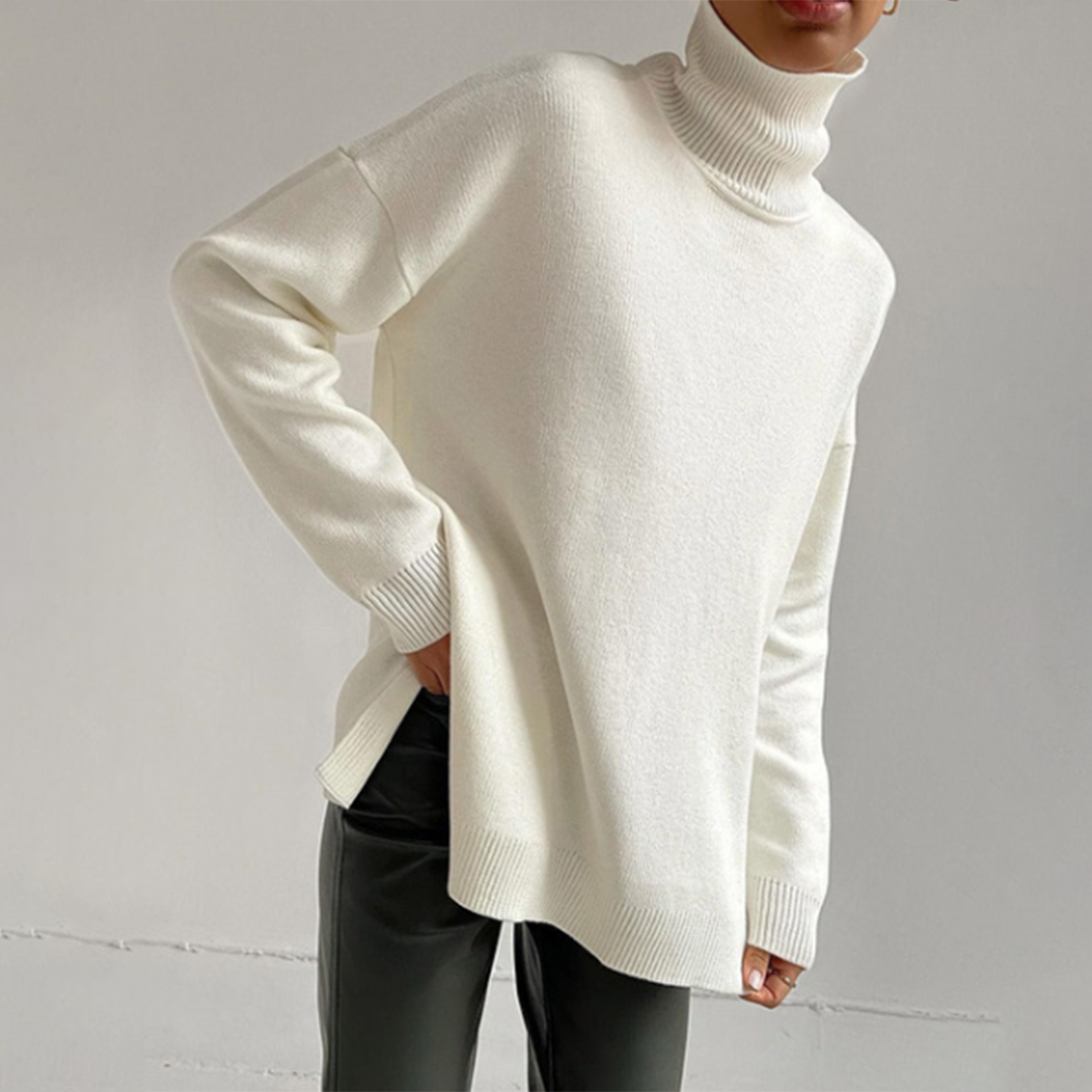 Jersey Mujer Cuello Alto Abertura Elegante