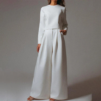 Conjunto Mujer de Dos Piezas Bordado y Pantalón Palazzo
