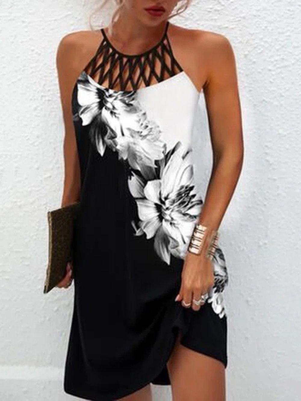 Vestido Halter Mujer de Tela Ligera Ajuste Slim