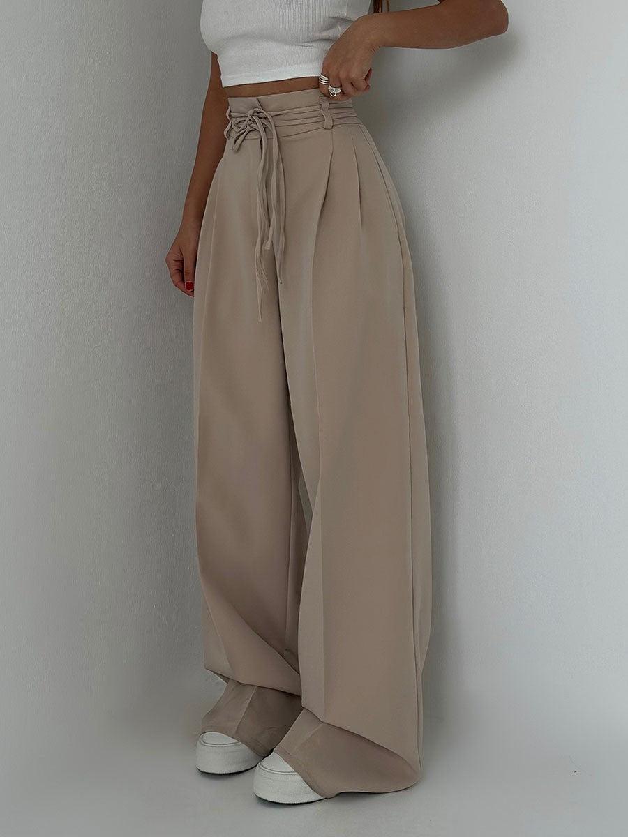 Pantalón Mujer Pierna Ancha Cintura Elástica Caída Fluida - Mavetta