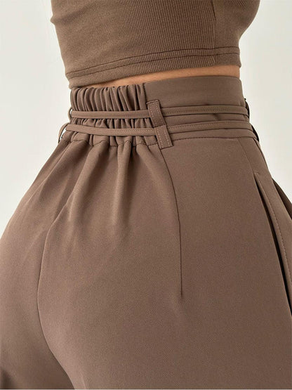 Pantalón Mujer Pierna Ancha Cintura Elástica Caída Fluida