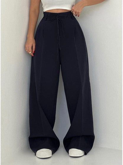 Pantalón Mujer Pierna Ancha Cintura Elástica Caída Fluida