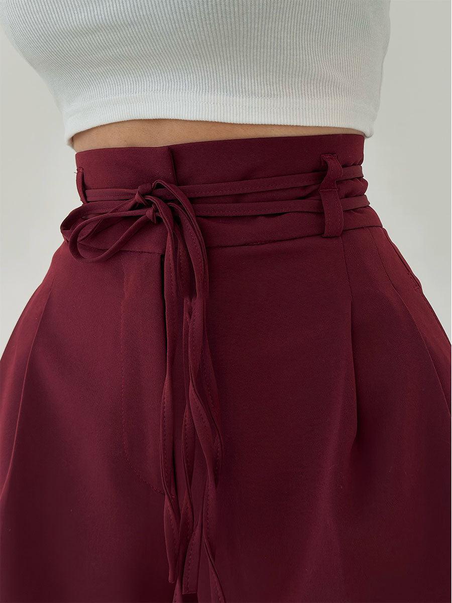Pantalón Mujer Pierna Ancha Cintura Elástica Caída Fluida