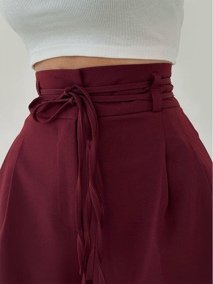 Pantalón Mujer Pierna Ancha Cintura Elástica Caída Fluida