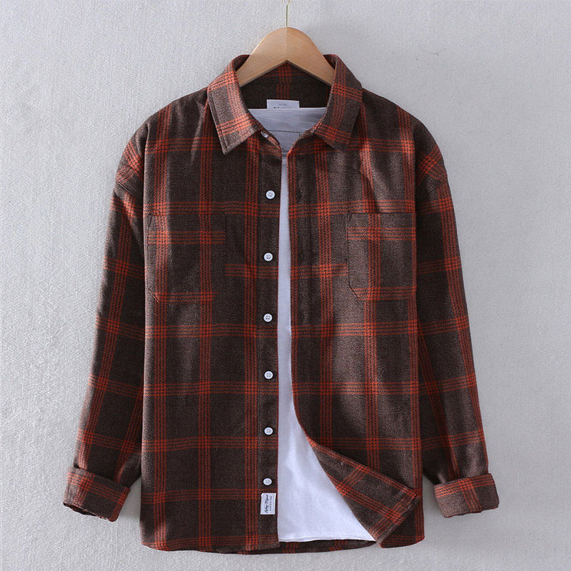Camisa Hombre Algodón Cuadros Estilo Clásico