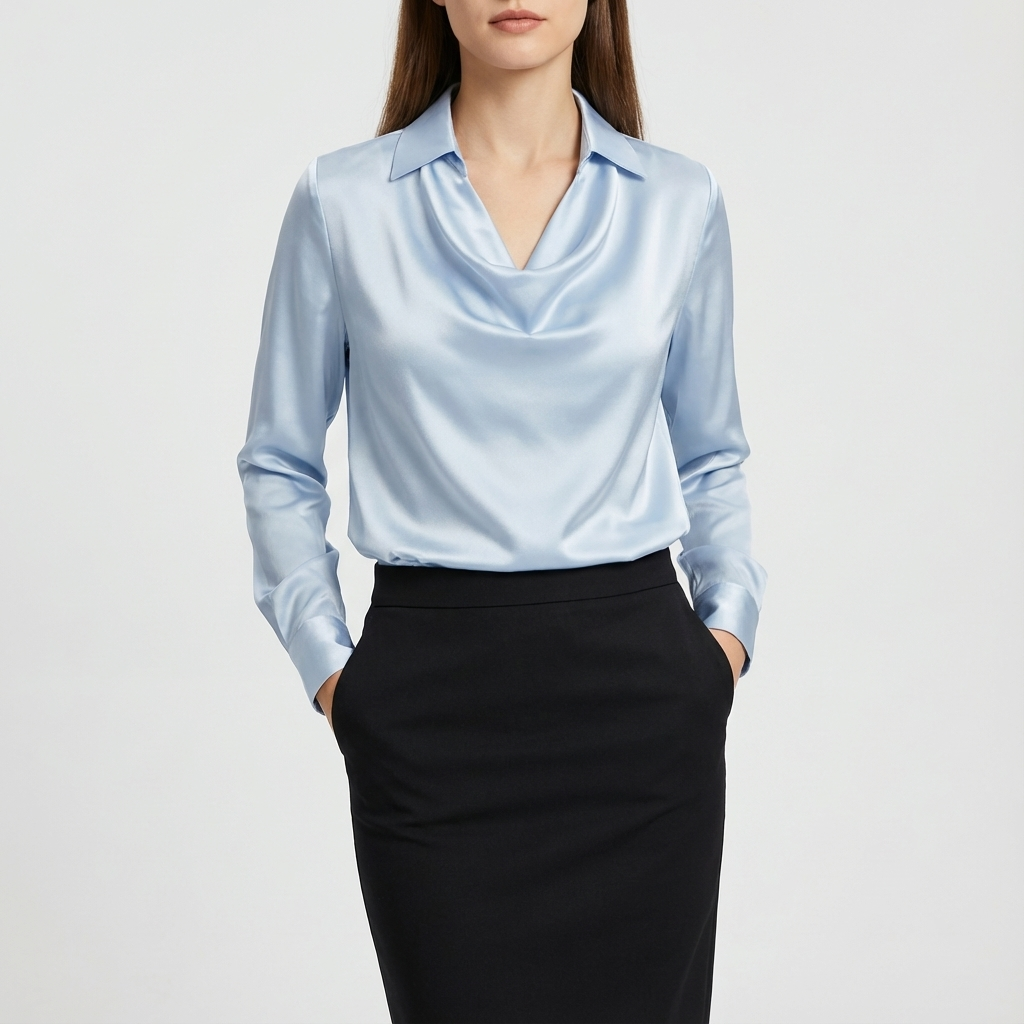 Blusa Mujer Manga Larga Cuello Caído Suave