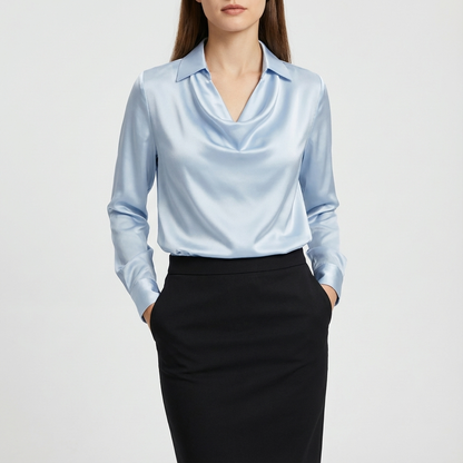 Blusa Mujer Manga Larga Cuello Caído Suave