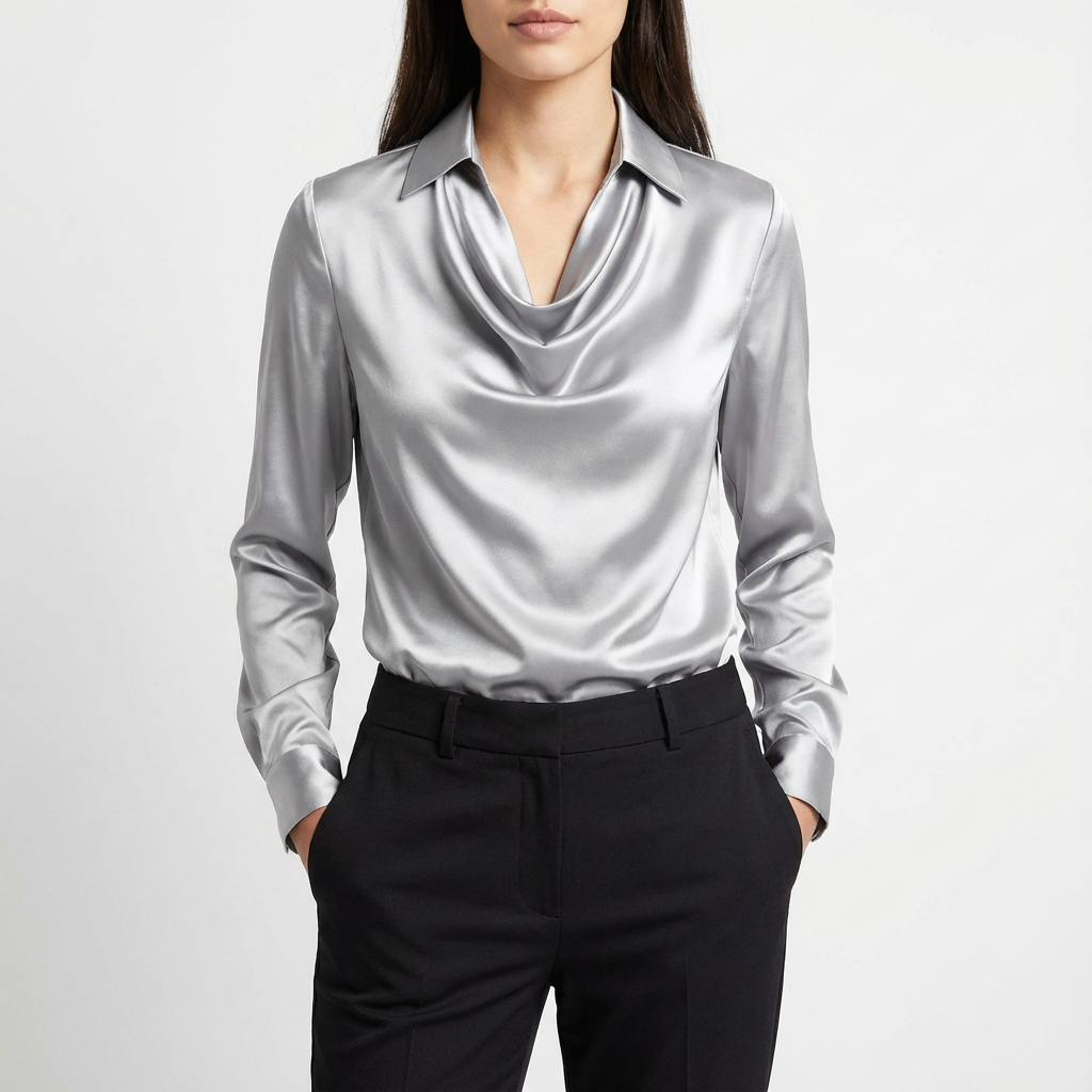 Blusa Mujer Manga Larga Cuello Caído Suave