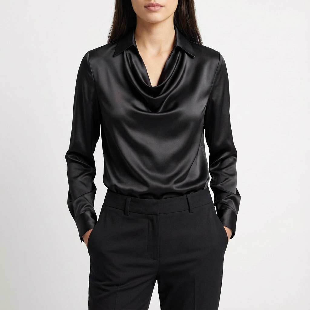 Blusa Mujer Manga Larga Cuello Caído Suave