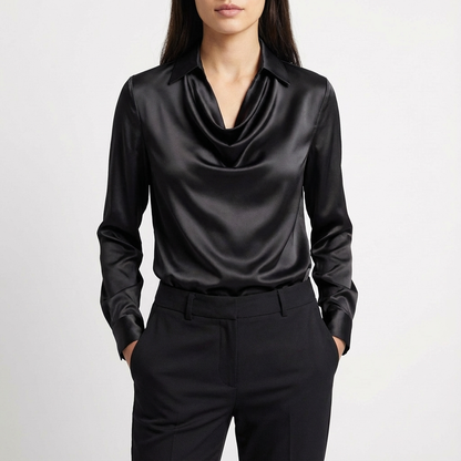 Blusa Mujer Manga Larga Cuello Caído Suave
