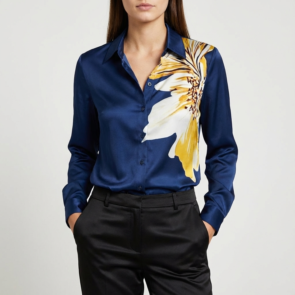 Blusa Mujer Manga Larga Cuello Caído Suave