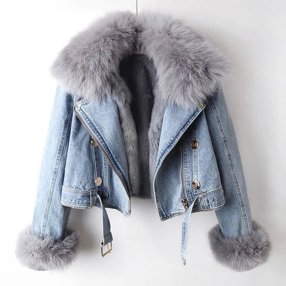 Chaqueta Mujer Vaquera Invierno Cuello Peluche