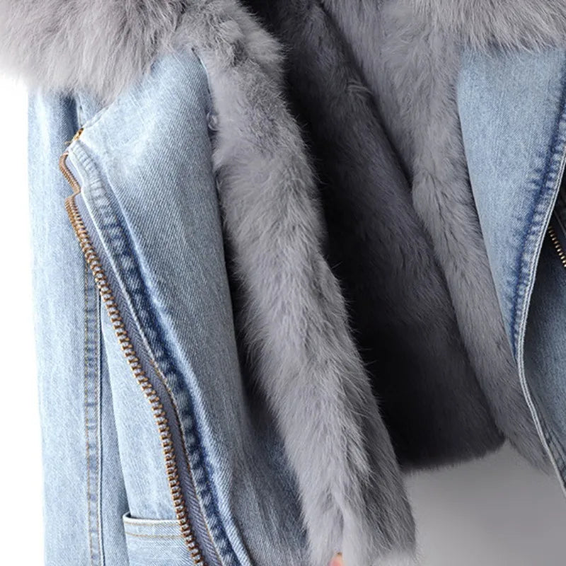 Chaqueta Mujer Vaquera Invierno Cuello Peluche