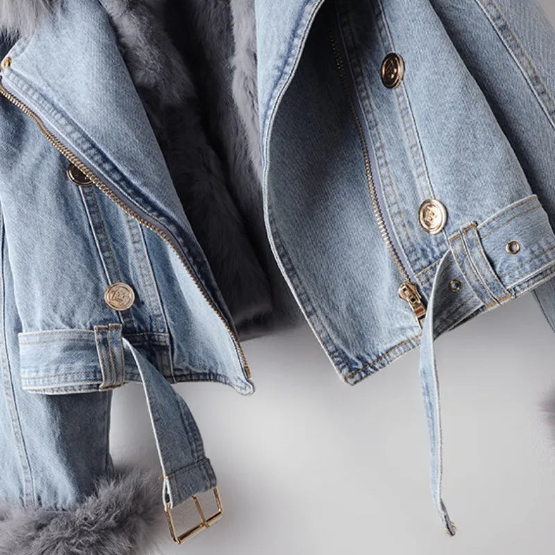 Chaqueta Mujer Vaquera Invierno Cuello Peluche