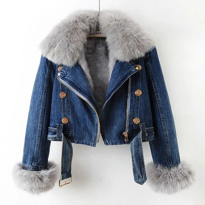 Chaqueta Mujer Vaquera Invierno Cuello Peluche