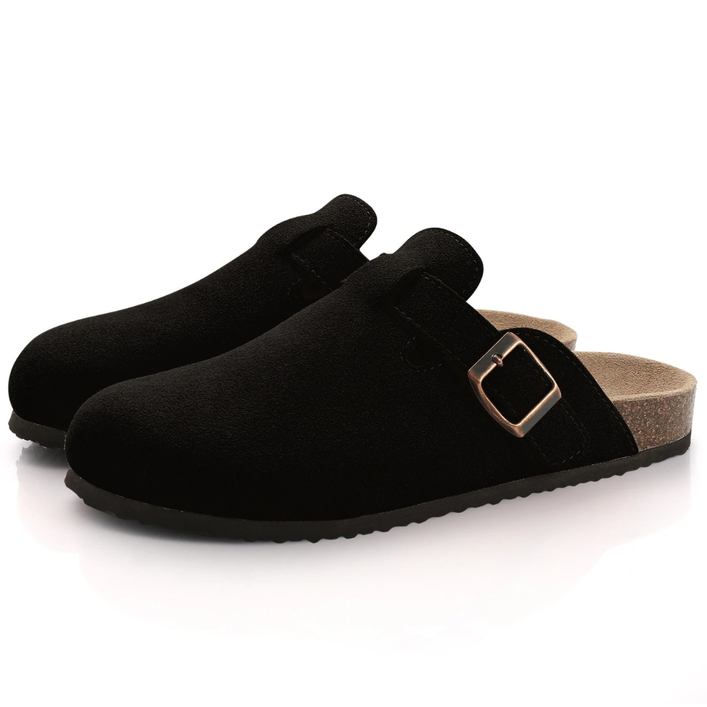 Zuecos Mujer de Gamuza Suela de Corcho Hebilla Ajustable