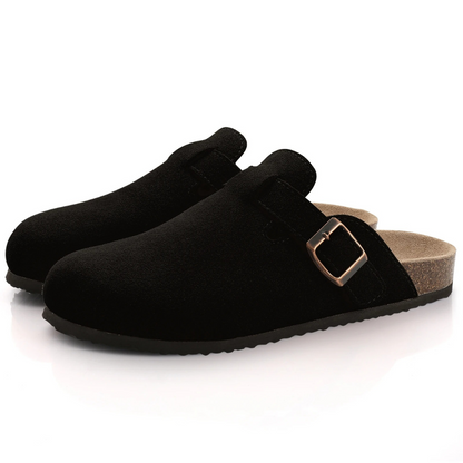 Zuecos Mujer de Gamuza Suela de Corcho Hebilla Ajustable