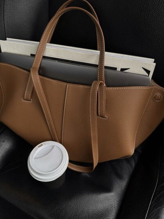 Bolso de Mano Mujer de Piel Alas Plegadas Gran Capacidad