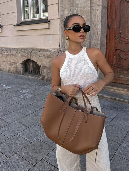 Bolso de Mano Mujer de Piel Alas Plegadas Gran Capacidad - Mavetta