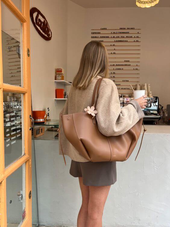 Bolso de Mano Mujer de Piel Alas Plegadas Gran Capacidad