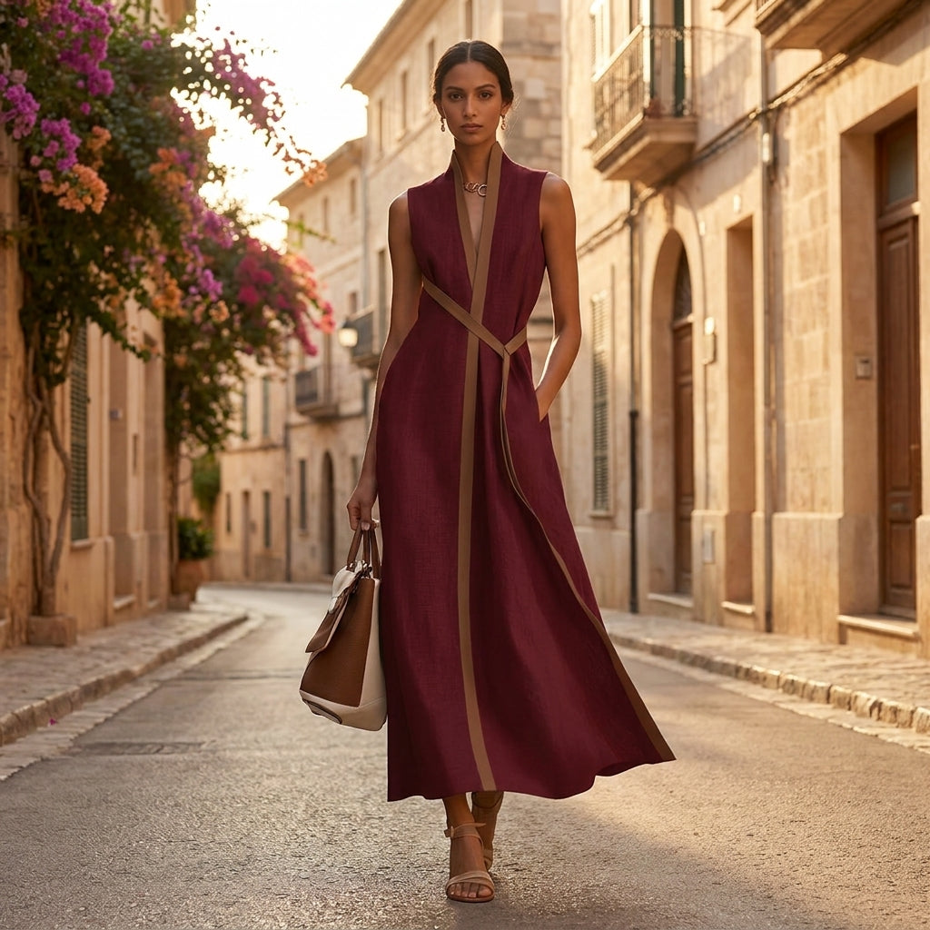 Vestido largo mujer cruzado ajustado