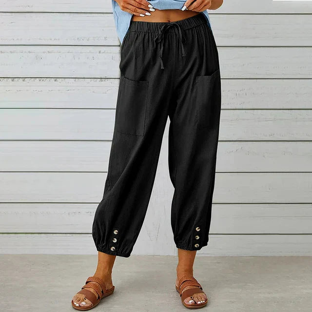 Pantalón Mujer Talle Alto Suelto Cómodo
