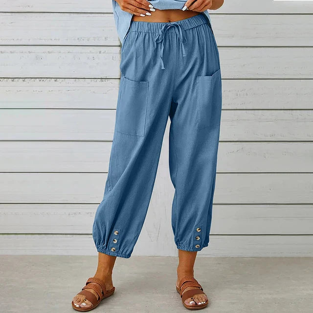 Pantalón Mujer Talle Alto Suelto Cómodo