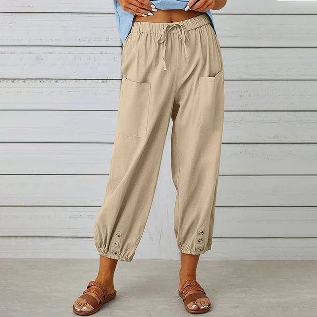 Pantalón Mujer Talle Alto Suelto Cómodo