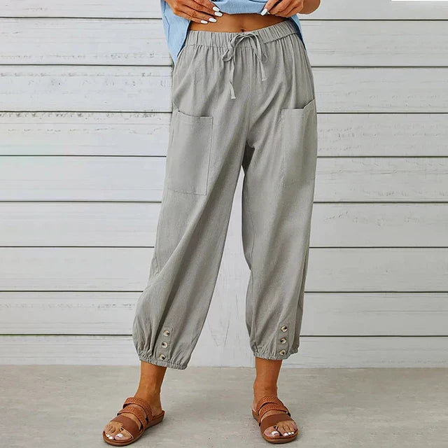 Pantalón Mujer Talle Alto Suelto Cómodo