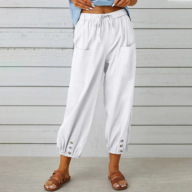 Pantalón Mujer Talle Alto Suelto Cómodo
