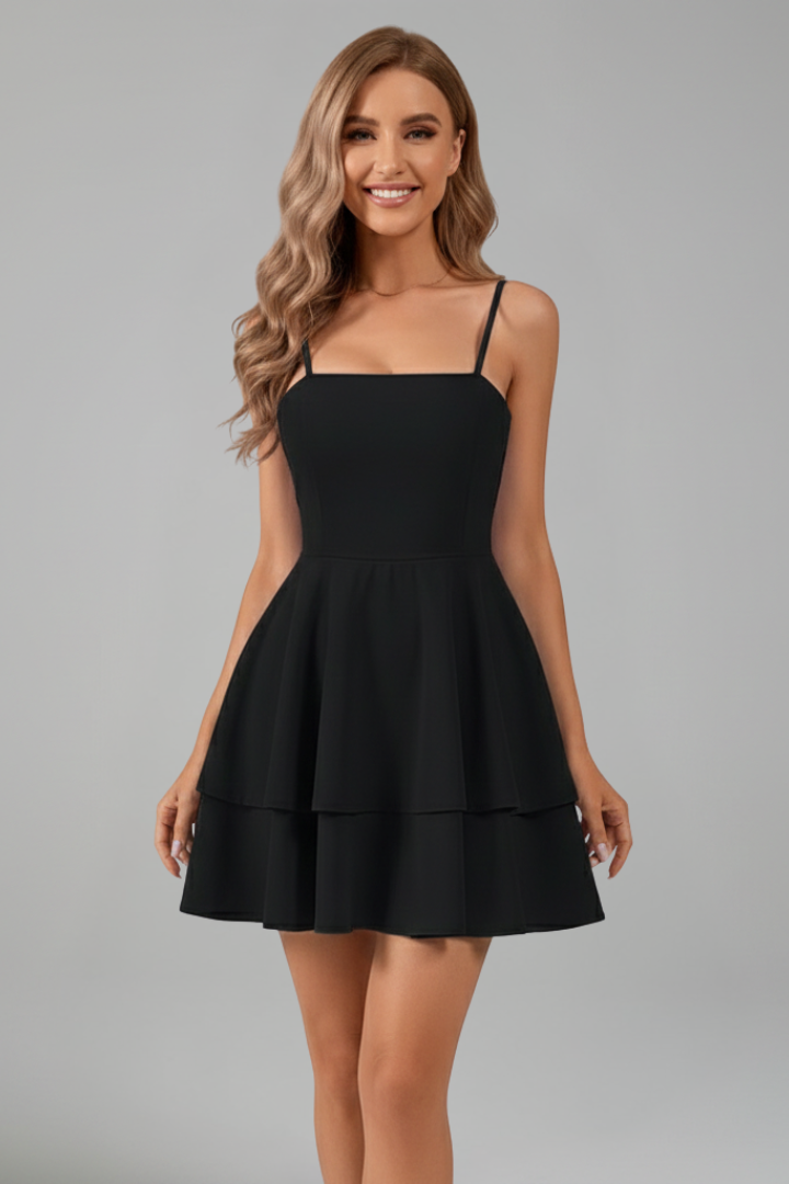 Vestido mini mujer Tirantes finos Falda con vuelo