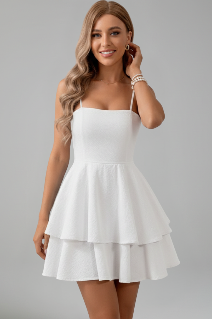 Vestido mini mujer Tirantes finos Falda con vuelo