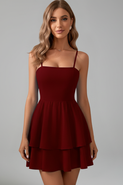Vestido mini mujer Tirantes finos Falda con vuelo