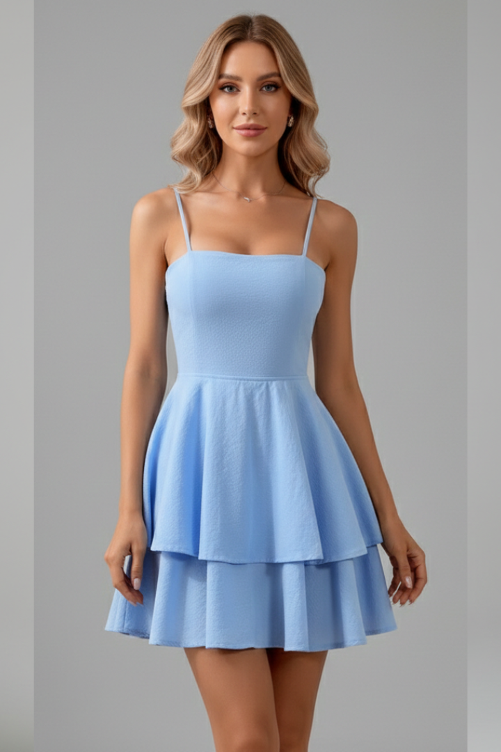 Vestido mini mujer Tirantes finos Falda con vuelo