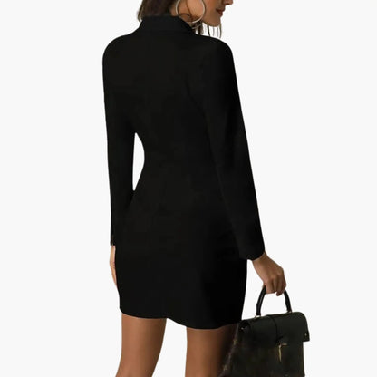 Vestido Blazer Mujer con Solapas y Doble Botonadura