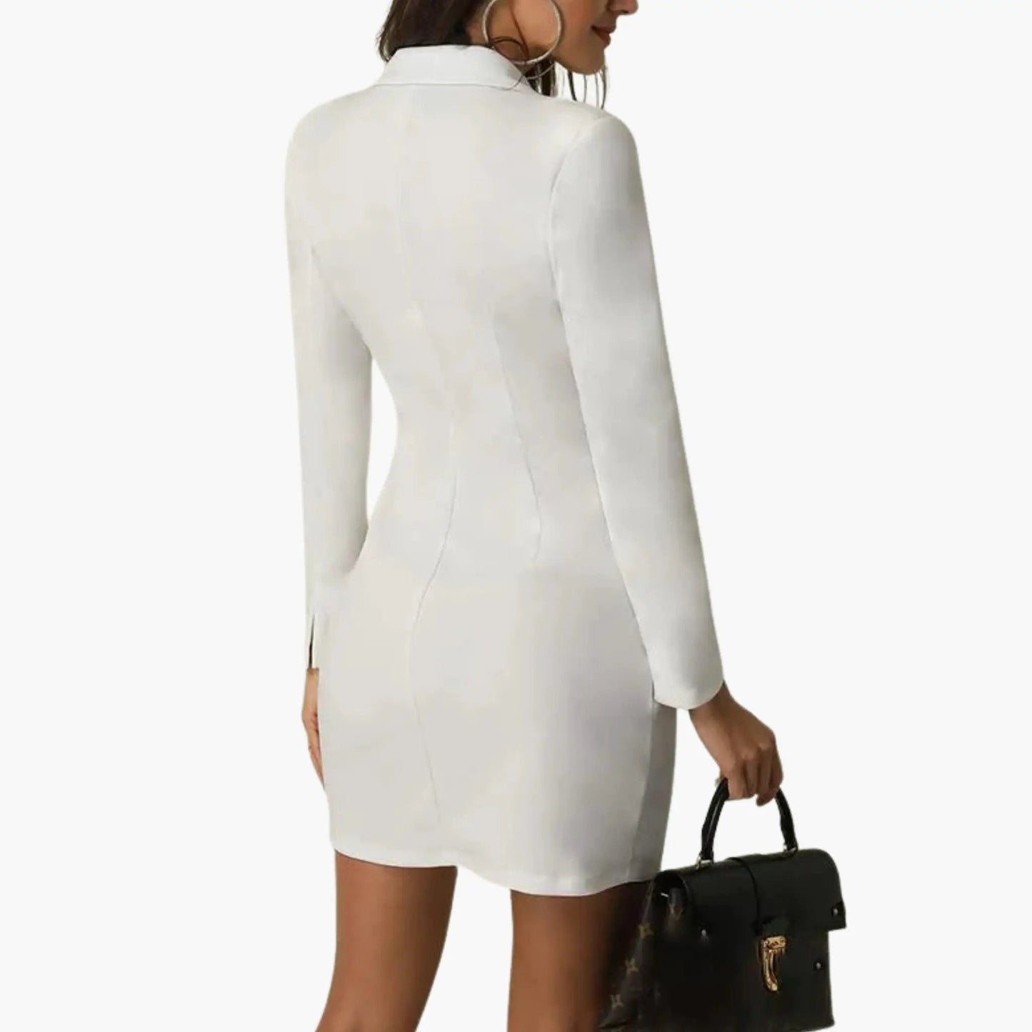 Vestido Blazer Mujer con Solapas y Doble Botonadura