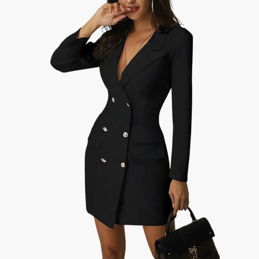 Vestido Blazer Mujer con Solapas y Doble Botonadura - Mavetta