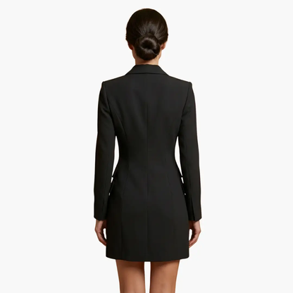Vestido Blazer Mujer con Solapas y Doble Botonadura