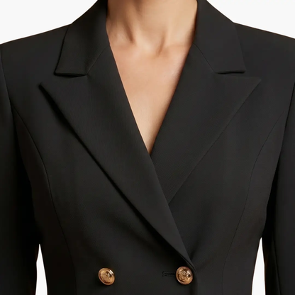 Vestido Blazer Mujer con Solapas y Doble Botonadura