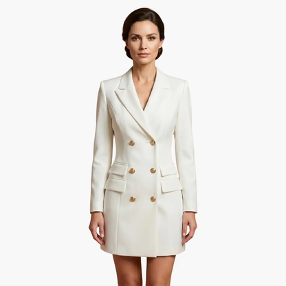 Vestido Blazer Mujer con Solapas y Doble Botonadura