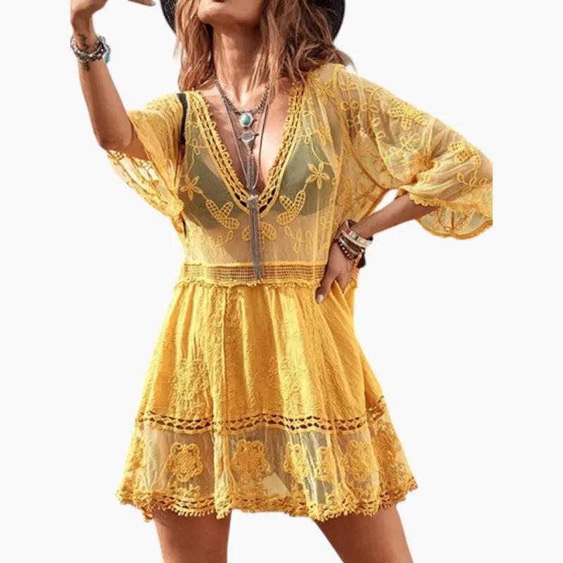 Vestido Playa Mujer de Encaje Corte Suelto