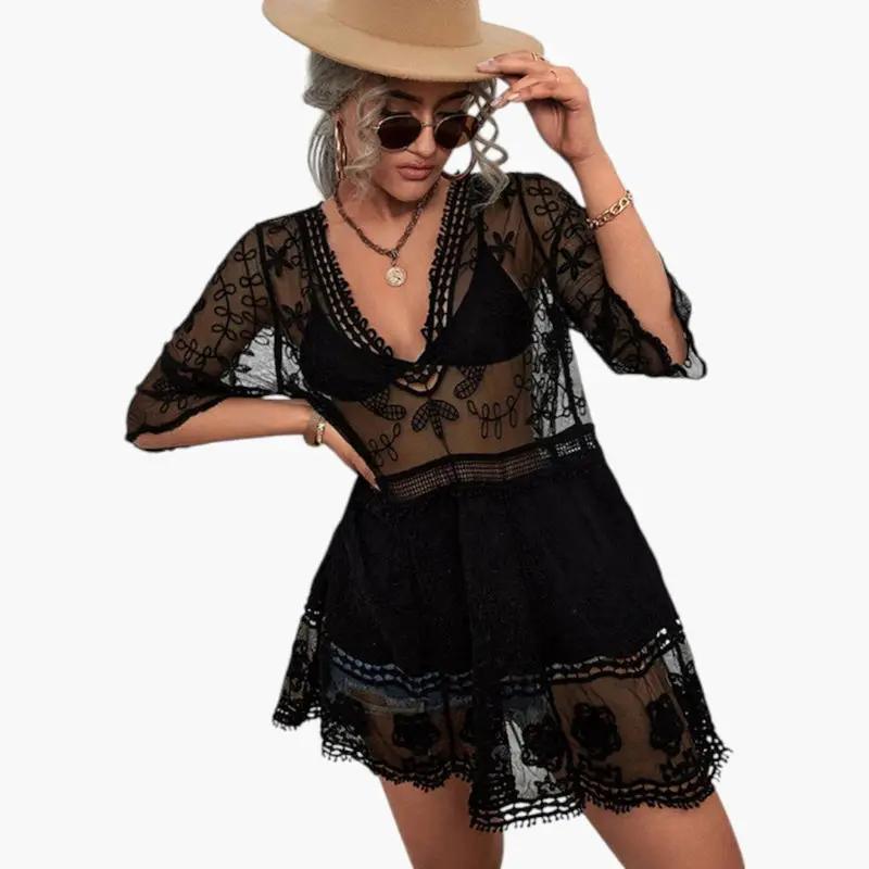 Vestido Playa Mujer de Encaje Corte Suelto
