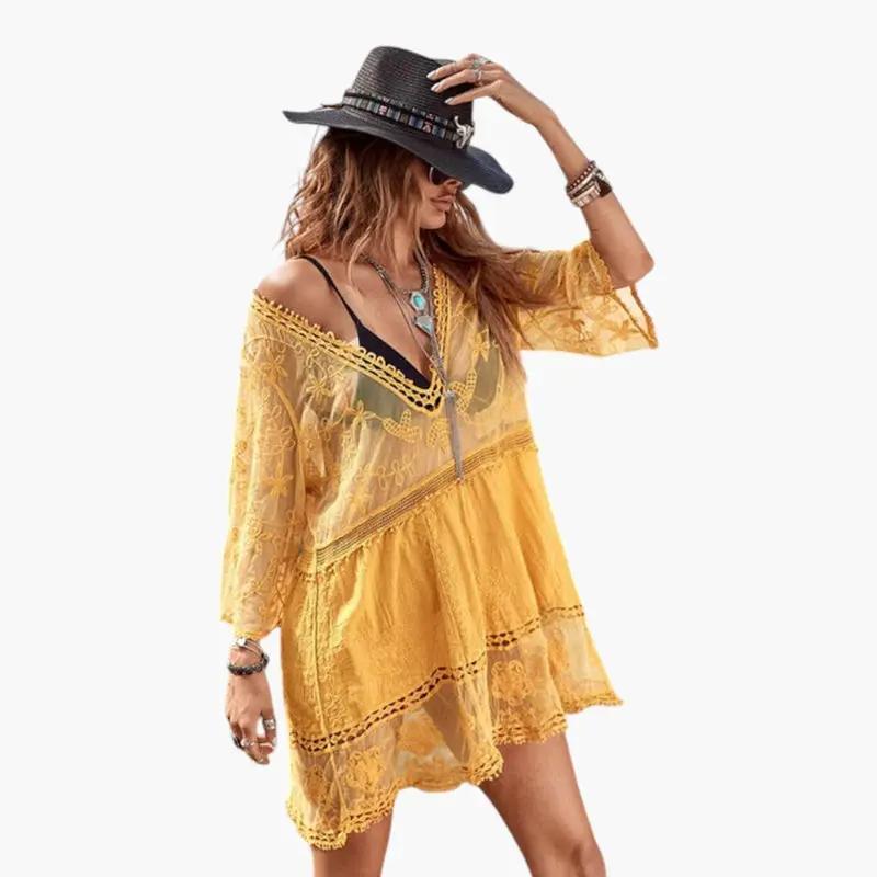 Vestido Playa Mujer de Encaje Corte Suelto