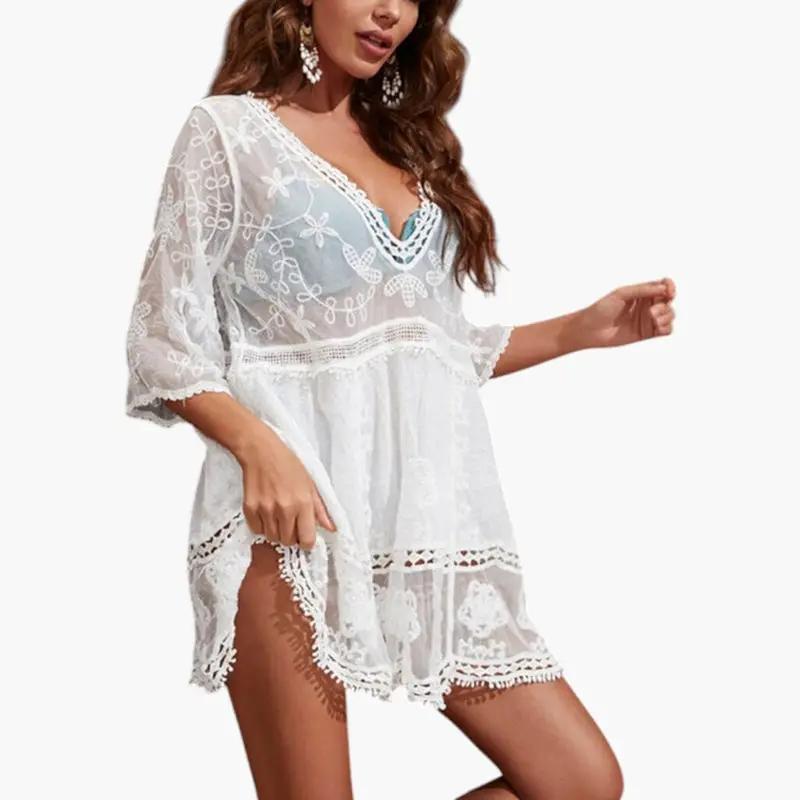 Vestido Playa Mujer de Encaje Corte Suelto